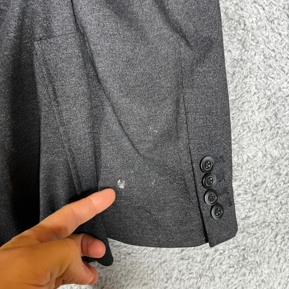 Saks Fifth Avenue Blazer Mens 44 Charcoal Grey Good Unstructured Knit Sport Coat